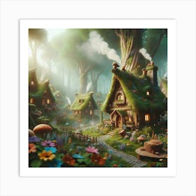 Fairy Village paintings art print Art Print