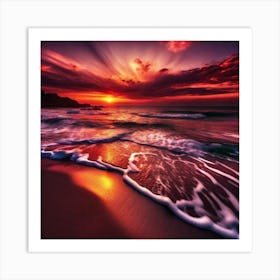 Sunset On The Beach 208 Art Print