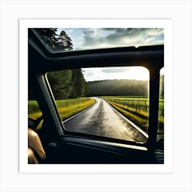 Move Drive Car Countryside Speed Mirror View Window Rear Asphalt Transport Driving Heave (7) Art Print