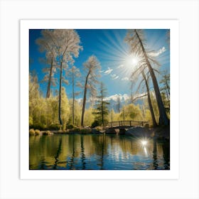 Sunrise Over A Lake Art Print