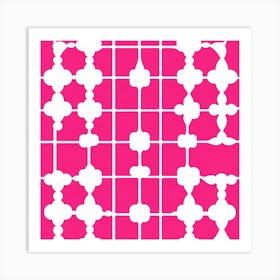 Pink And White tile, pattern art Art Print