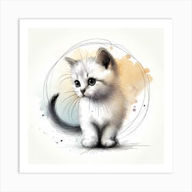 Watercolor Kitten Illustration Art Print