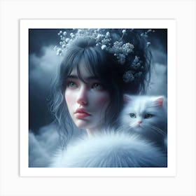 Girl With A Cat 1 Art Print