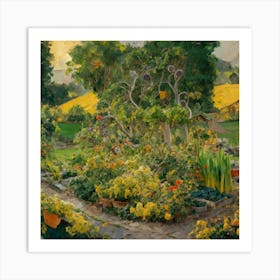 Gustav Klimt Style Farm Garden 26 Art Print