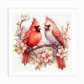 Cardinals On A Branch 1 Poster