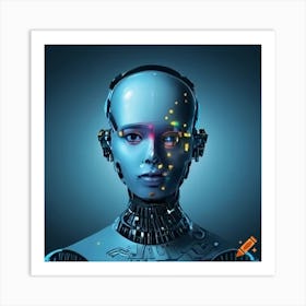 Craiyon 162640 A Futuristic Robotic Artificial Intelligence Head Facing Out The Page Copy Art Print