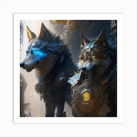 Steampunk Wolf 2 Art Print