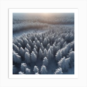 Aerial View Of Snowy Forest 9 Art Print