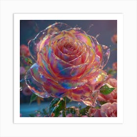 Rose With Water Droplets Art Print