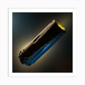 Yellow blue alien artifical asteroid floating in space 10 Art Print