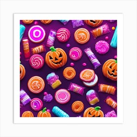 Halloween Candy Seamless Pattern 4 Art Print