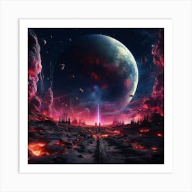 Space Landscape Wallpaper Art Print