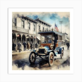 Early America & The Automobile ~Reimagined 5 Art Print