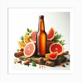 Beer Bottle With Oranges And Nuts 1 Art Print