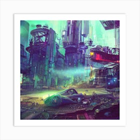 Futuristic City after war Art Print