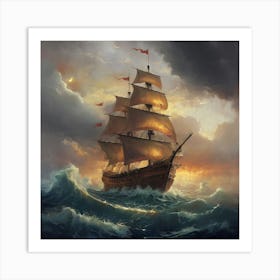 Sailing In The Storm Art Print