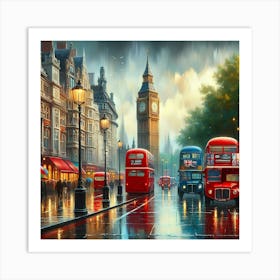 Big Ben In London at Rainy Day Art Print