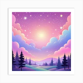 Sky With Twinkling Stars In Pastel Colors Square Composition 58 Art Print