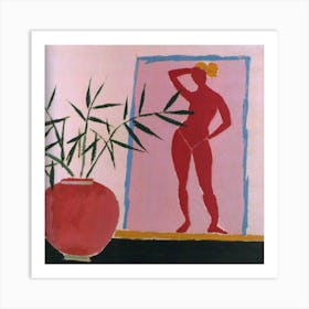 Red Woman In A Red Vase Art Print