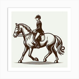 Line Art rider on horse Art Print