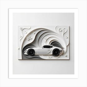 White Sports Car Wall Art Art Print