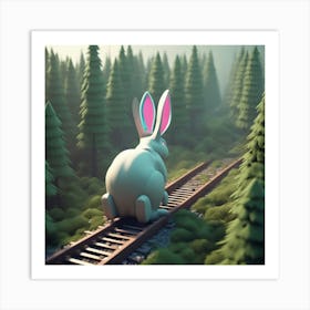 Rabbit On The Tracks Art Print