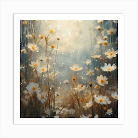 Daisies In The Rain Art Print