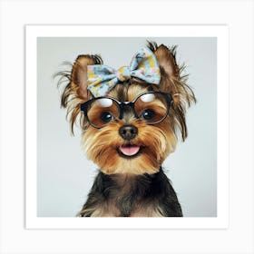 Yorkshire Terrier Dog With Glasses Art Print