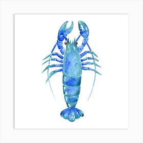 Blue Lobster Watercolor Illustration Art Print