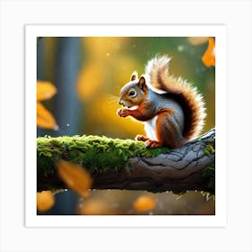 Squirrel In Autumn 4 Art Print