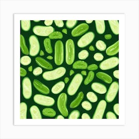 Cucumbers On A Green Background 2 Art Print