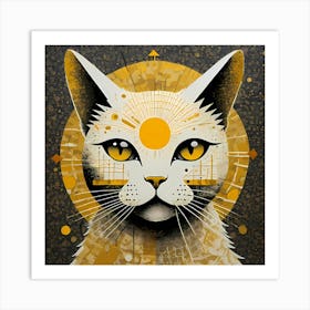 Abstract Portrait of a Beautiful White Cat Art Print