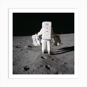 Astronaut Edwin Aldrin Prepares To Deploy Two Components Of The Early Apollo Scientific Experiments Package (Easep) Art Print