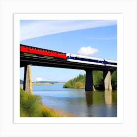 Train Crossing A Bridge Art Print