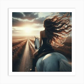 Girl Riding A Horse 6 Art Print