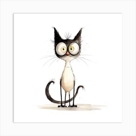 Cute Black Cat Art Print