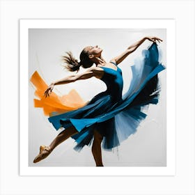 Dancer In Blue Dress Art Print