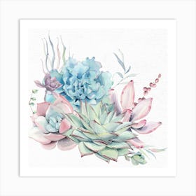 Succulent Cactus Watercolor Painting Art Print