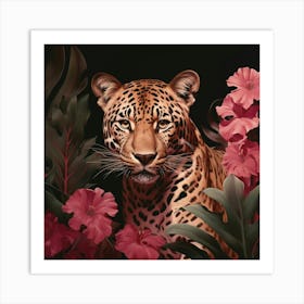 Leopard 4 Pink Jungle Animal Portrait Art Print