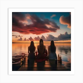 Girls Enjoying Art Print