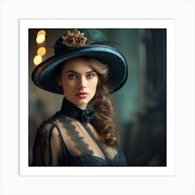 Victorian Woman In Hat Art Print