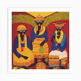 Three African Women Nutmeg Wall Art Art Print