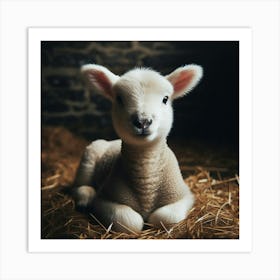 Baby Lamb In Hay Art Print