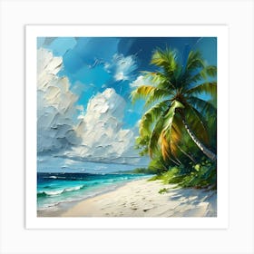 Beach And Palm Trees Art Print