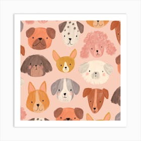 Woof Dogs Pattern Square Art Print