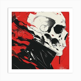 Skeleton In Black And Red Art Print