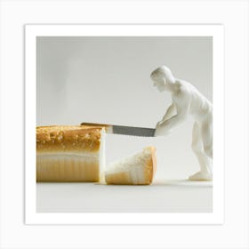 Man Cutting Bread Art Print