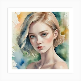 Watercolor Of A Girl Art Print Art Print