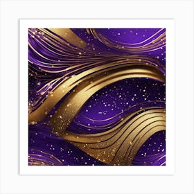 Purple And Gold Abstract Background Art Print