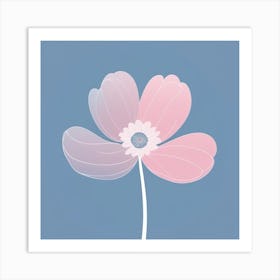 A White And Pink Flower In Minimalist Style Square Composition 228 Art Print